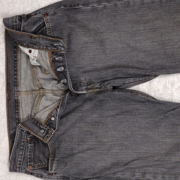 Levi's 501 Grey Colored Denim Five Pocket Button Fly Mid Rise Straight Leg Jean - Picture 4 of 13